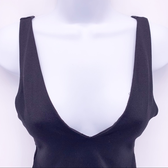 Zara Black V-Neck Bodysuit Leotard Size Medium - Picture 2 of 6